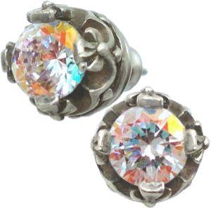 クリアミスティックキュービック クロス クラウン シルバー ピアス(ペア)