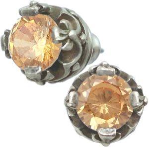 シャンパンキュービック クロス クラウン シルバー ピアス(ペア)