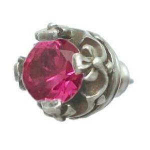 ルビー クロス クラウン シルバー ピアス