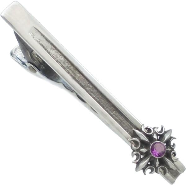 (2月)アメジスト ゴシック クロス  シルバー ネクタイピン誕生石