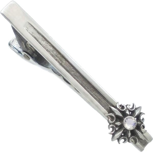 (6月)ブルームーンストーン ゴシック クロス  シルバー ネクタイピン誕生石