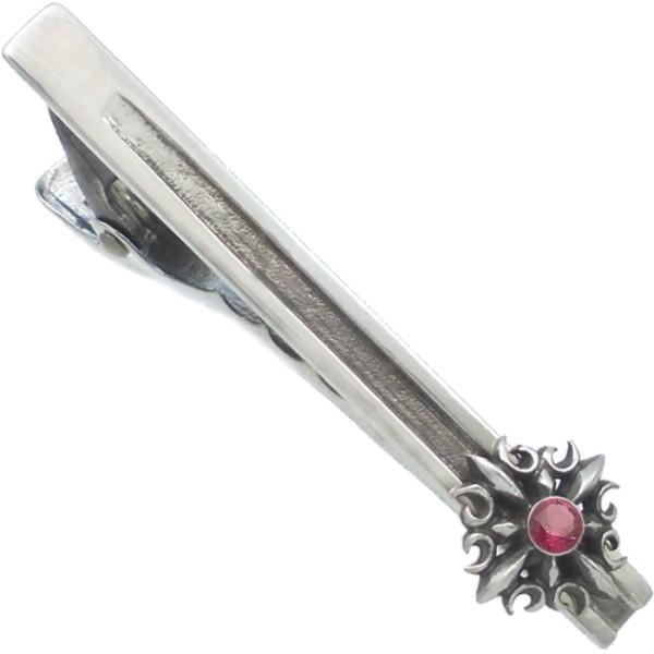 (7月)ルビー ゴシック クロス  シルバー ネクタイピン誕生石