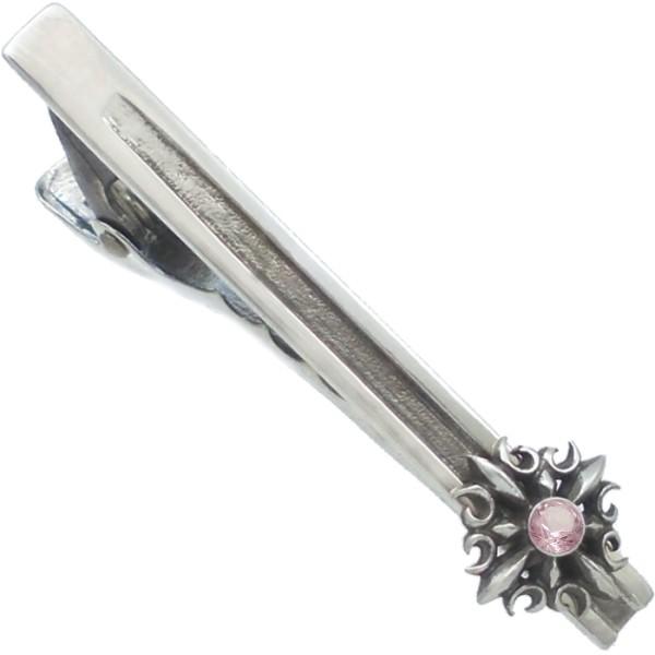 (10月)ピンクトルマリン ゴシック クロス  シルバー ネクタイピン誕生石