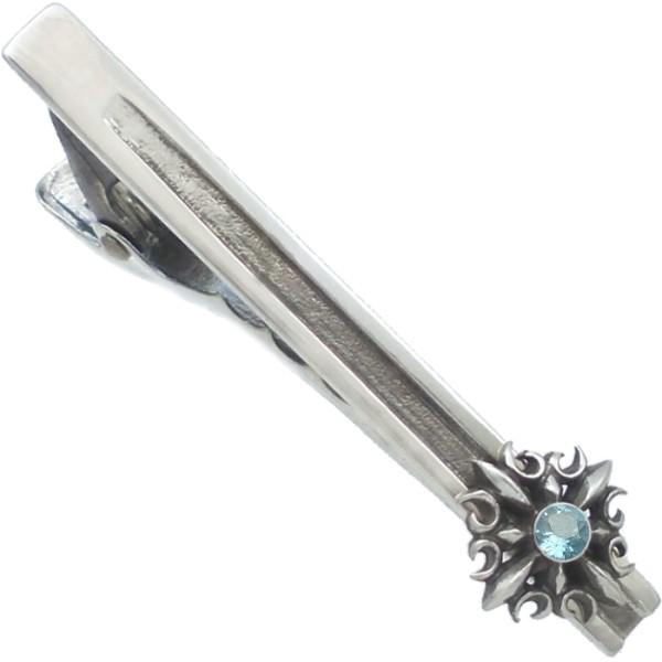 (11月)ブルートパーズ ゴシック クロス  シルバー ネクタイピン誕生石