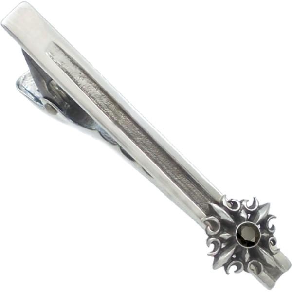 ブラックジルコニア ゴシック クロス  シルバー 925ネクタイピン キュービックジルコニアCZ使用