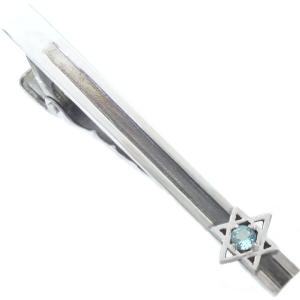 11月)ブルートパーズ ツイスト フラワー シルバー ネクタイピン 誕生石