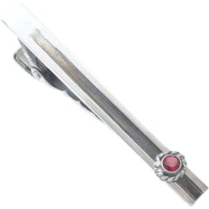 (7月)ルビー ツイスト フラワー シルバー ネクタイピン