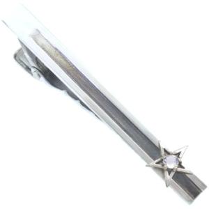 11月)ブルートパーズ ツイスト フラワー シルバー ネクタイピン 誕生石