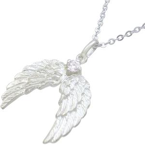天使 エンジェル フェザー デザインSILVER ペンダント G刻印 950 エンジェルフェザー(天使の羽)透かし柄 クリアorブラックストーン