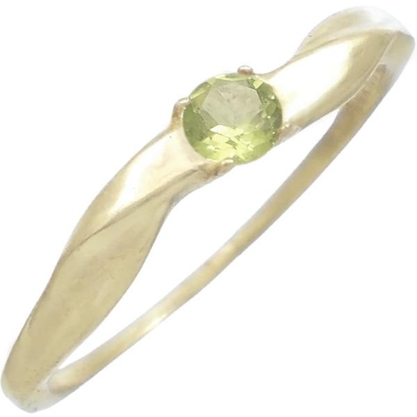 (8月)ペリドット レディース ゴールドコート ハーフツイスト シルバーリング （指輪） 誕生石