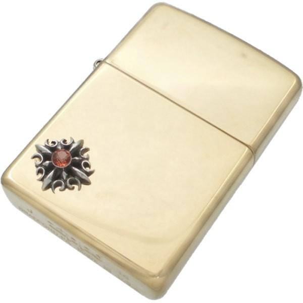 (1月)ガーネット ゴシック クロス ブラスジッポ 誕生石