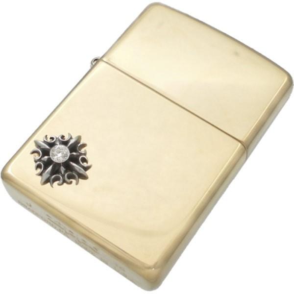 (4月)ジルコニア ゴシック クロス ブラスジッポ 誕生石 父の日 ギフト