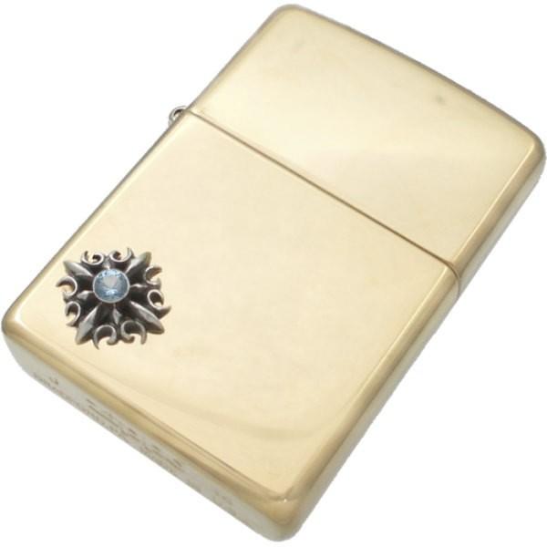 (12月)タンザナイト ゴシック クロス ブラスジッポ 誕生石 父の日 ギフト