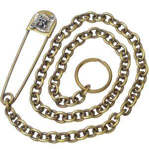 シルバーラスティスカルブラスセーフティピン(安全ピン)ウォレット