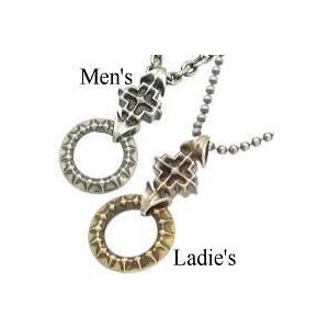 [ペア]シルバー&amp;ブラスクロスウィズリングペンダントトップ Enemy(エネミー)