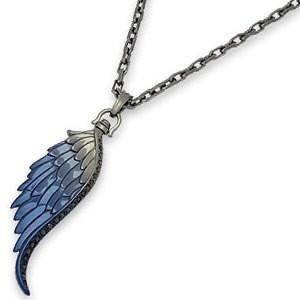 極美品　アクアシルバー　ブルーグラデーション　フェザー　ネックレス　ペンダント AQUA SILVER - 美品 アクアシルバー グラデーションフェザー
