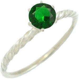 エメラルドグラスシックスポイント シルバー リング（指輪