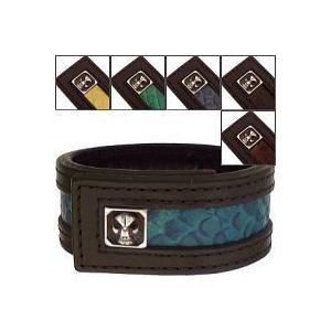 TAIRIN大鱗オイルレザーレザー シルバー スカルブレスレット SEMPER FI(センパーフィ)