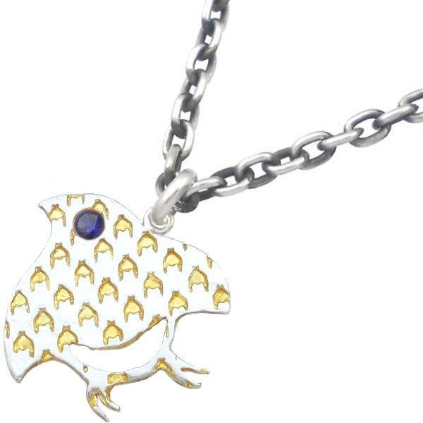 (9月)サファイア ゴールド ダブル チドリ (千鳥格子) シルバー ペンダント トップ*SWANK...