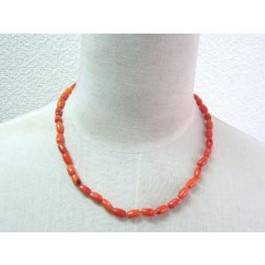 珊瑚ネックレス ライス オレンジ 橙 海竹珊瑚 さんご 01-316