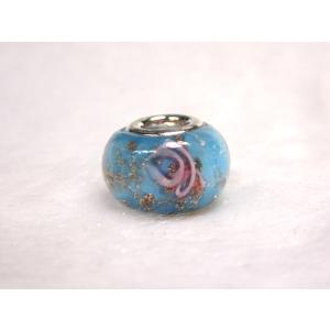 大穴◆チャームビーズ◆【１個】 約10×14mm 約5mm穴 花模様 水色 06-1432｜b-soft