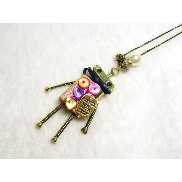 ■ロングネックレス■メタル♪ゆらゆらロボット　love 08-1137