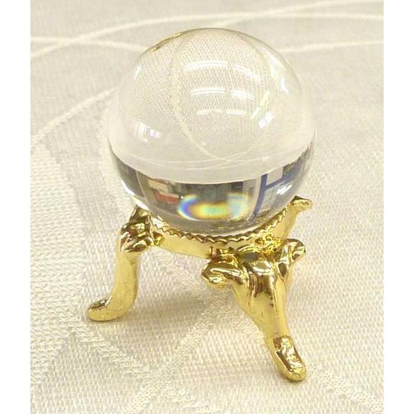 ■丸玉鑑賞石■水晶（クォーツ） 直径約25mm 台座付き 16-551