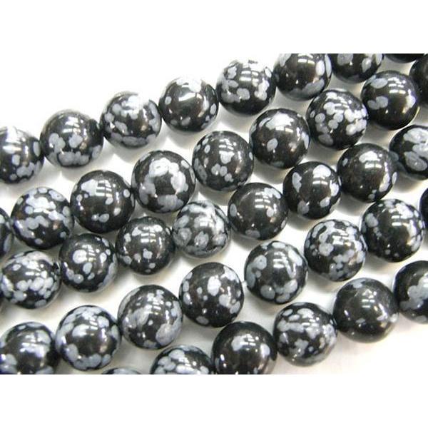 スノーフレークオブシディアン ラウンド 連販売 約8.0mm 3000221☆