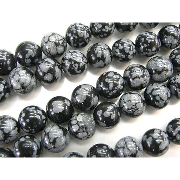 スノーフレークオブシディアン ラウンド 連販売 約10mm 3000222☆