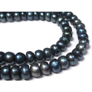 淡水パール ボタン ブラック 約7×5mm 連販売 ビーズ パワーストーン アクセサリーパーツ 真珠...