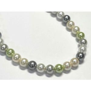 シェルパール マルチカラー ラウンド 約6mm カラフル 連販売 真珠 ビーズ 天然石 貝パール 貝...