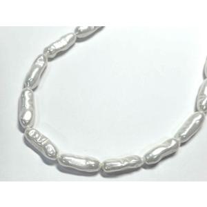 シェルパール ホワイト 変型 筒形 連販売 真珠 ビーズ 天然石 貝パール 貝殻 アクセサリーパーツ...