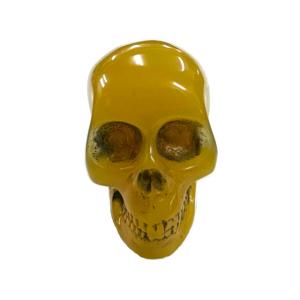 ドクロ 蜜ろう琥珀 イエロー 置物 中サイズ インテリア 金運上昇 4000047