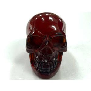 ドクロ 蜜ろう琥珀 ブラウン 置物 小サイズ インテリア 金運上昇 4000048