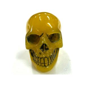 ドクロ 蜜ろう琥珀 イエロー 置物 小サイズ インテリア 金運上昇 4000049