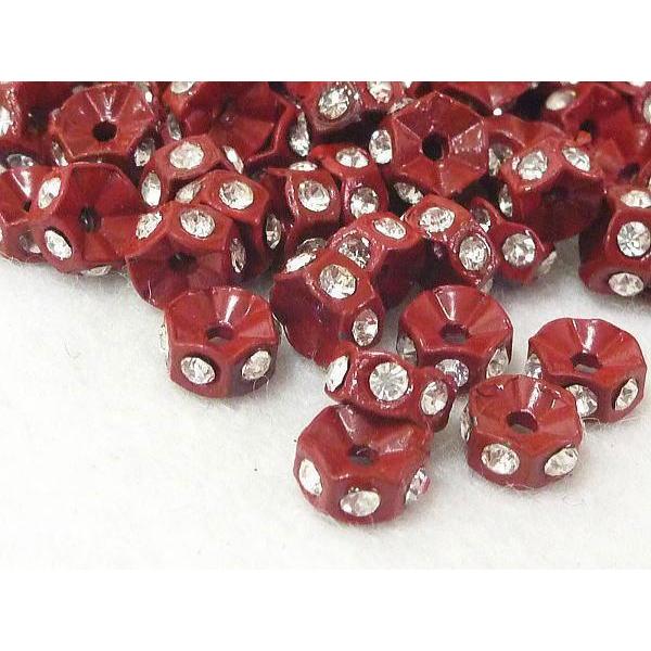 アウトレット　六角ロンデル レッド 大特価 約6mm 約100個入 6000093☆