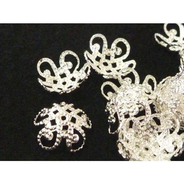フラワーキャップ 座金 古代銀 約10mm【50個入】 6000136☆
