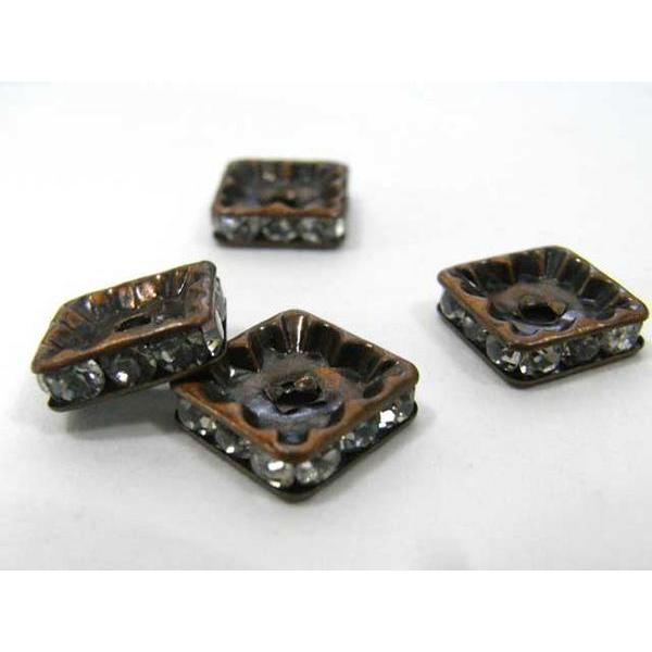 四角型ラインストーンロンデル 銅古美 10mm【100個入り】 6000154☆