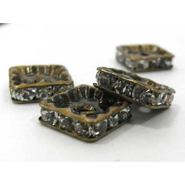 四角型ラインストーンロンデル真鍮古美 10mm【100個入り】 6000155☆