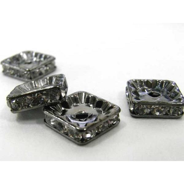 四角型ラインストーンロンデル ガンメタ 10mm【100個入】 6000156☆