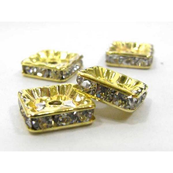 四角型ラインストーンロンデル ゴールド10mm【100個入り】 6000158☆