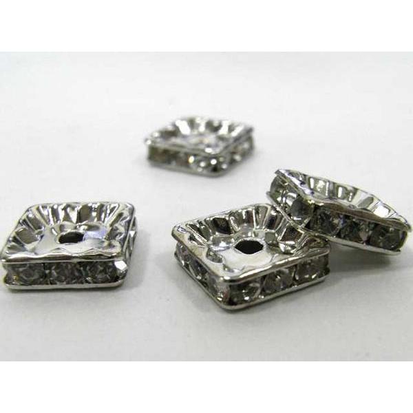 四角型ラインストーンロンデル ロジウム10mm【100個入り】 6000160☆