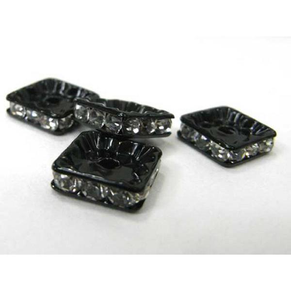 四角型ラインストーンロンデル ブラック10mm【100個入り】 6000161☆