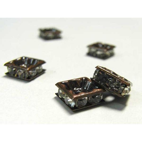 四角型 ラインストーンロンデル 銅古美 8mm【100個入り】 6000162☆