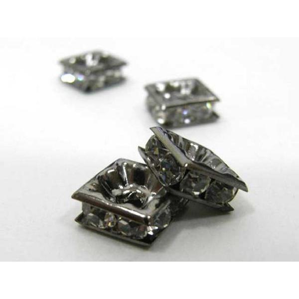 四角型ラインストーンロンデル ガンメタ 8mm【100個入り】 6000164☆