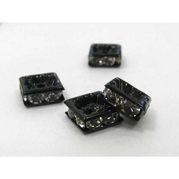 四角型ラインストーンロンデル ブラック 8mm【100個入り】 6000166☆