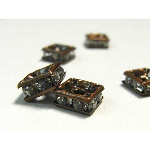 四角型ラインストーンロンデル 銅古美 7mm【100個入り】 6000167☆