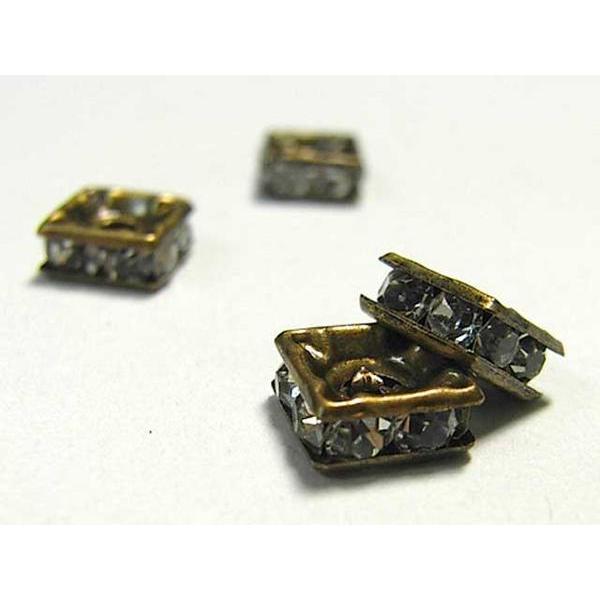 四角型ラインストーンロンデル 真鍮古美 7mm【100個入り】 6000168☆