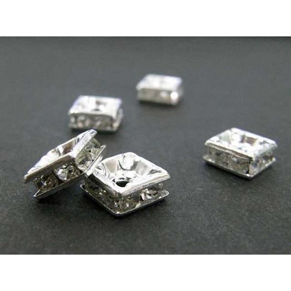 四角型ラインストーンロンデル 古代銀 7mm【100個入り】 6000170☆