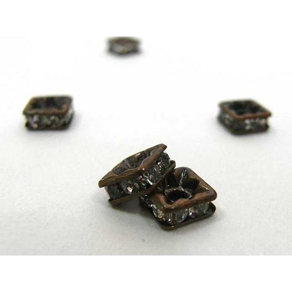 四角型ラインストーンロンデル 銅古美 6mm【100個入り】 6000175☆